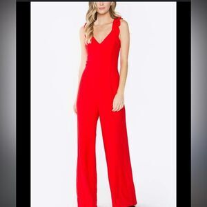 Sugar+Lips red wide leg full length jumper ruffle top